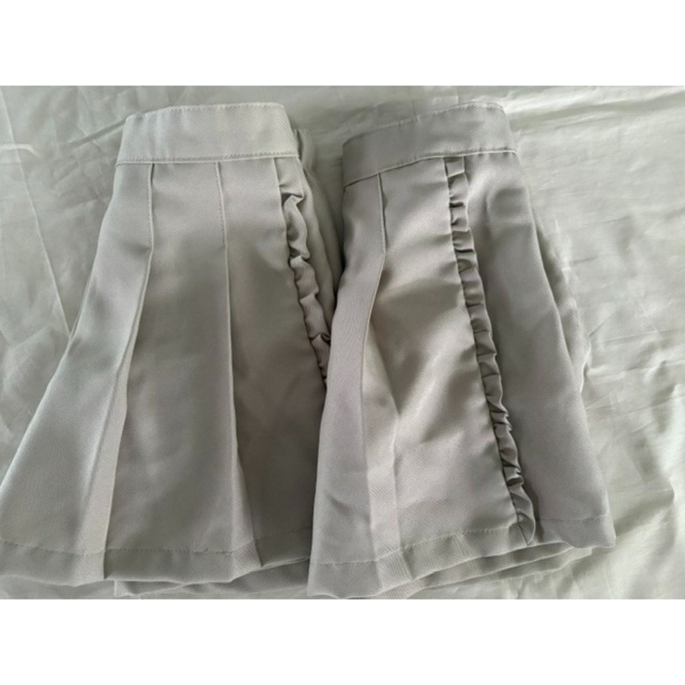 Wonder Nation Girls School Uniform Pleated Side Ruffle Scooter Skort Beige 7 (2)